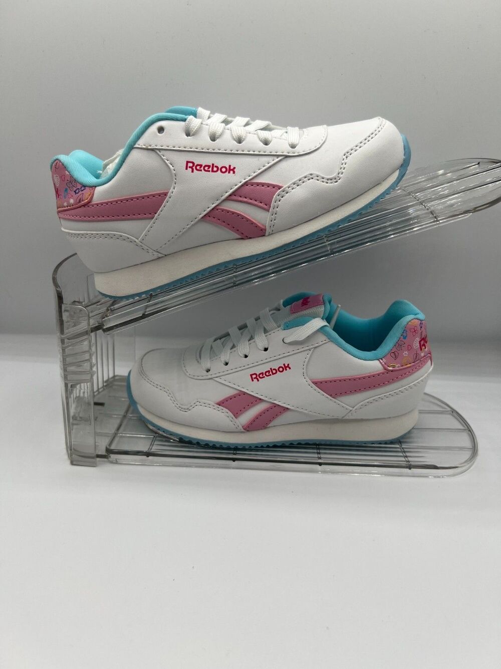 Reebok Royal CL Jog 3.0 Kids White Pink Blue Sneakers Size 11 Toddler